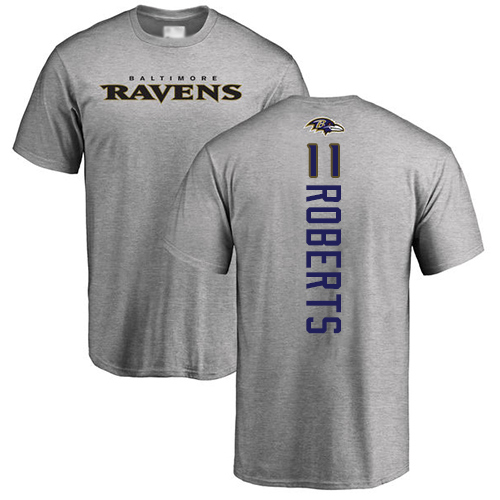 Men Baltimore Ravens Ash Seth Roberts Backer NFL Football #11 T Shirt->nfl t-shirts->Sports Accessory